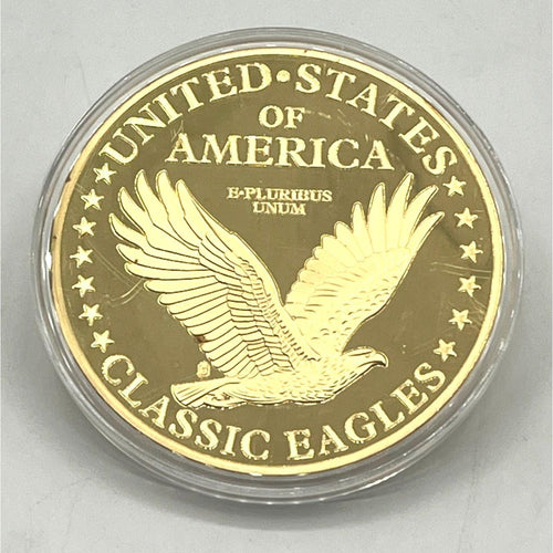 24K Gold Layered 3 inch Liberty Classic Eagles Commemorative of the 1894 Double Eagle Coin Historic Collectible