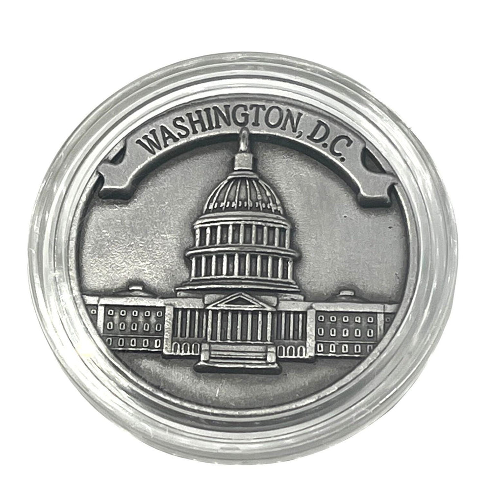Washington D.C. Commemorative Coin With Landmarks In Clear Protective Case 1.75"