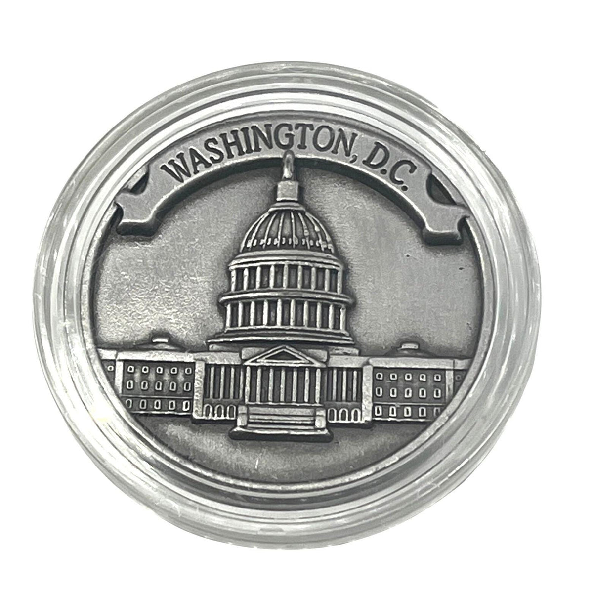 Washington D.C. Commemorative Coin With Landmarks In Clear Protective Case 1.75"