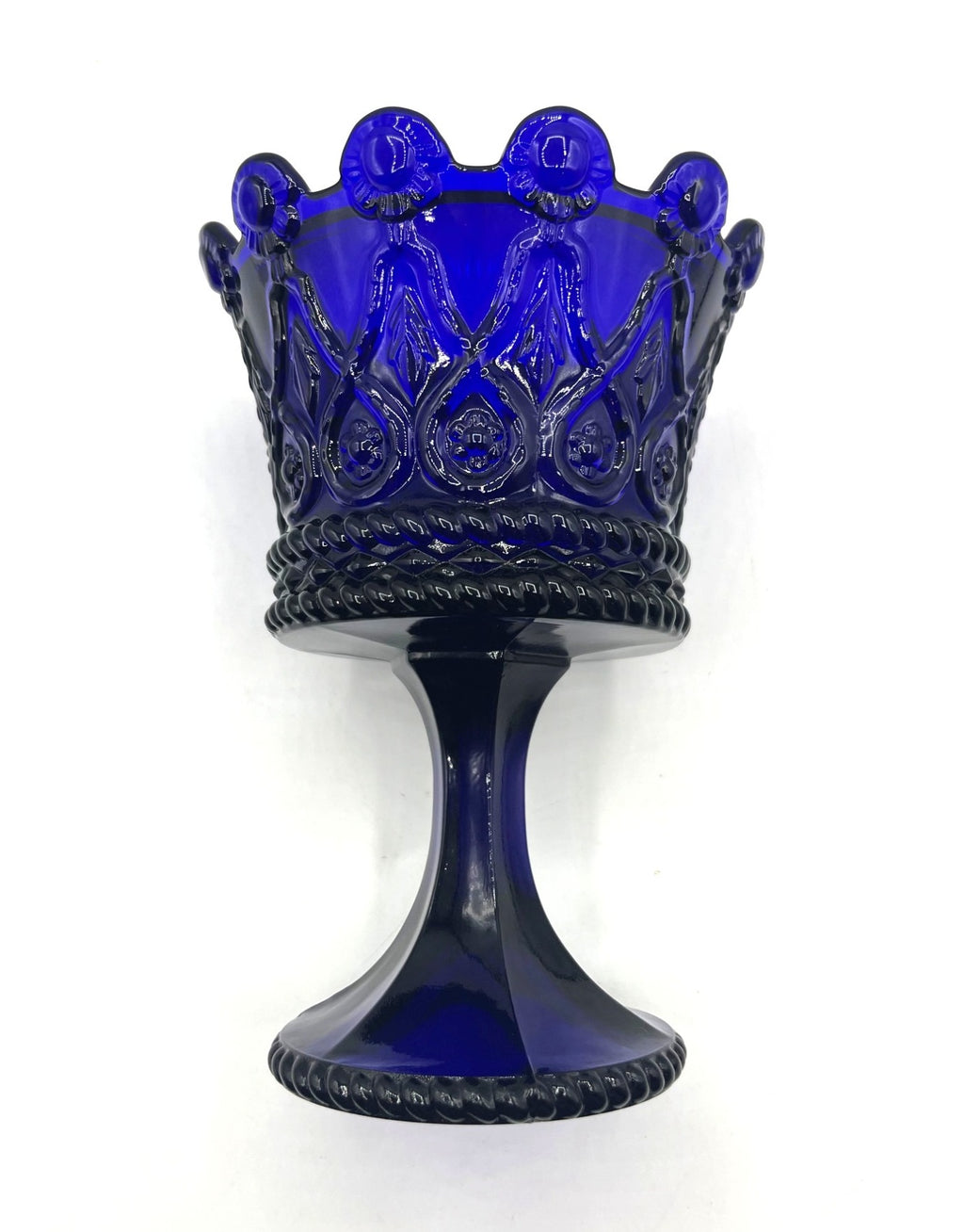 Fostoria Royal Hapsburg Crown Cobalt Blue Large Chalice Candy Dish