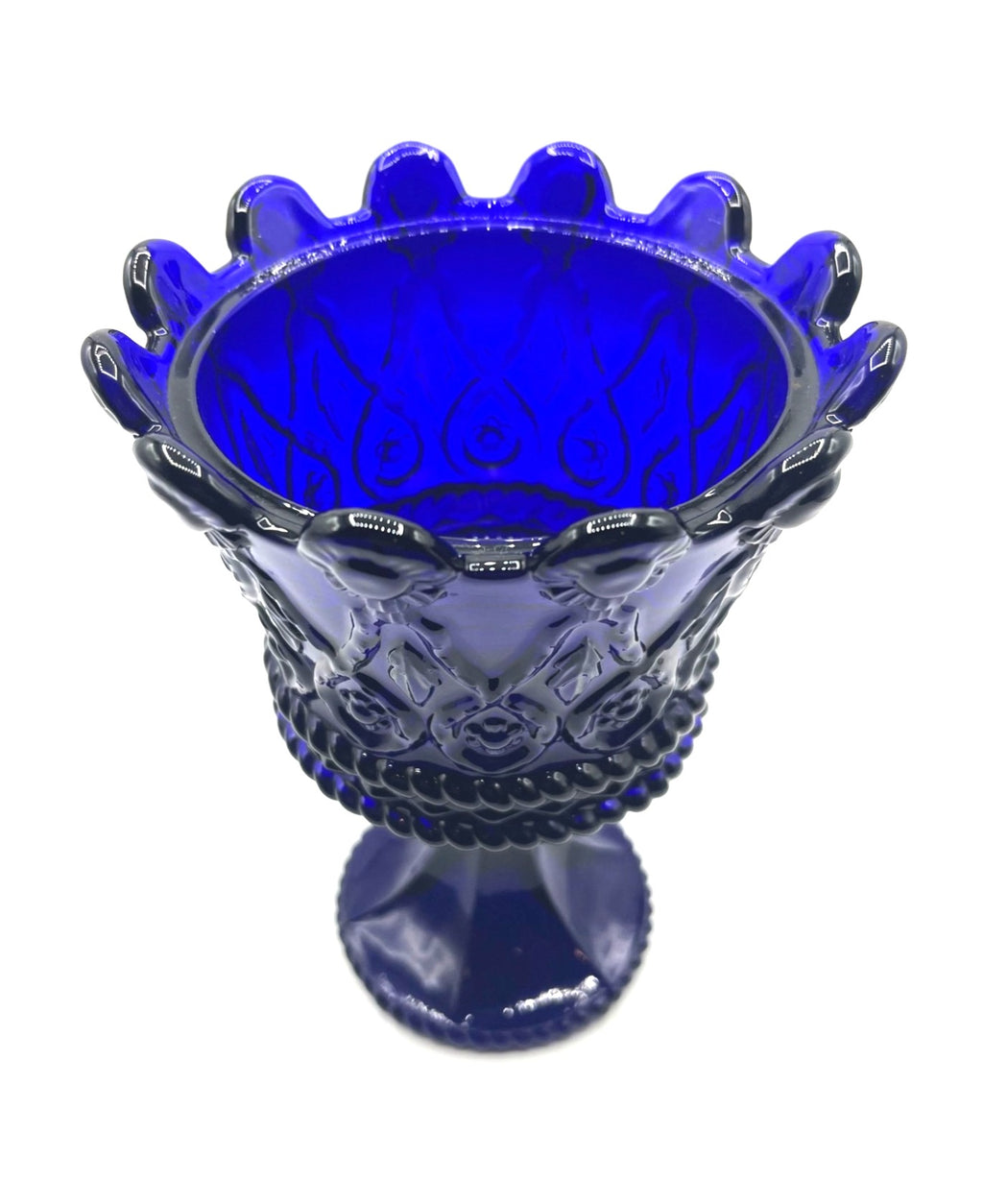 Fostoria Royal Hapsburg Crown Cobalt Blue Large Chalice Candy Dish
