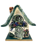 Blue Sky Hand-Painted Ceramic Window Box Flower Cottage Tealight Holder By Heather Goldminc