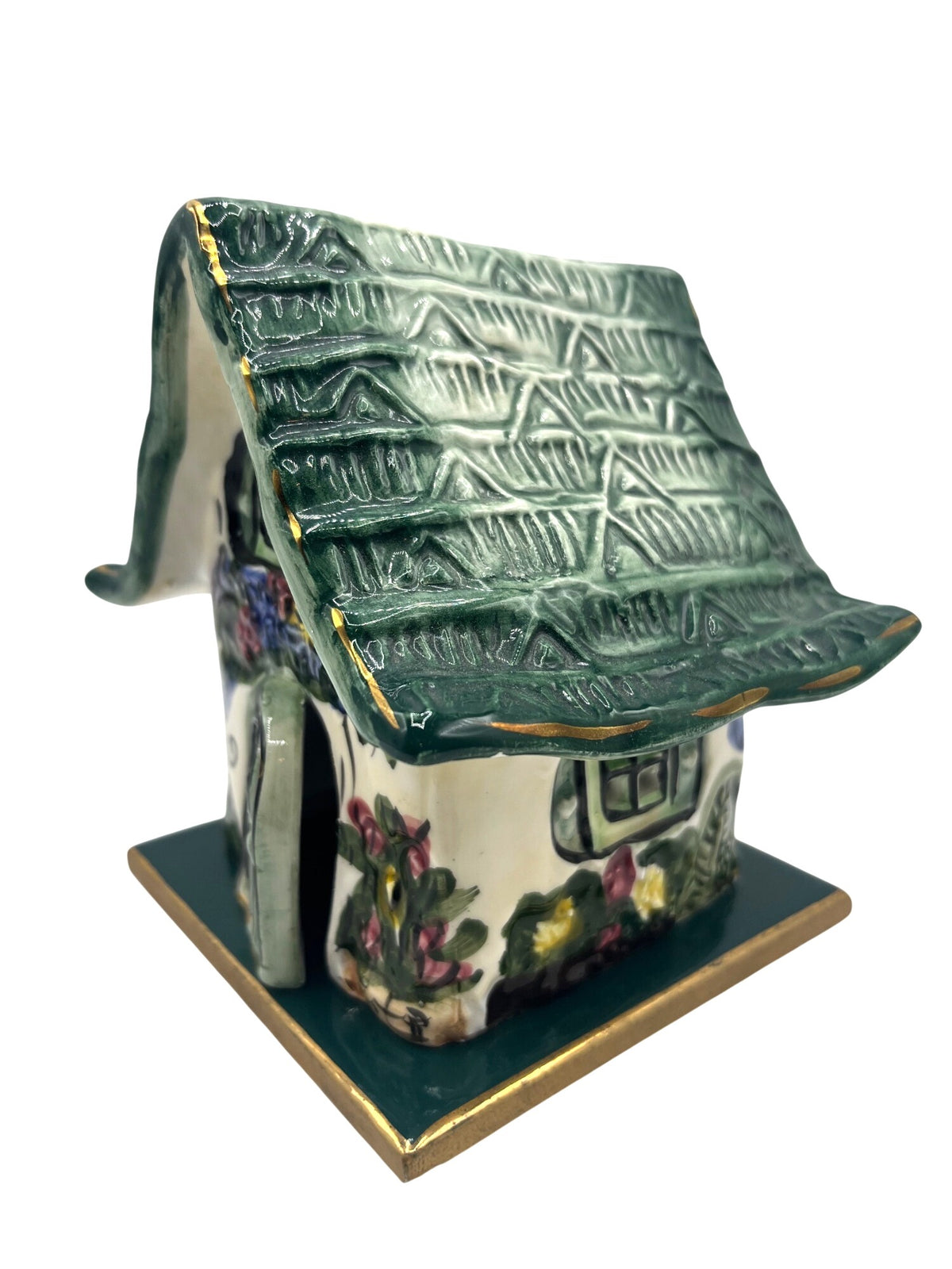 Blue Sky Hand-Painted Ceramic Window Box Flower Cottage Tealight Holder By Heather Goldminc