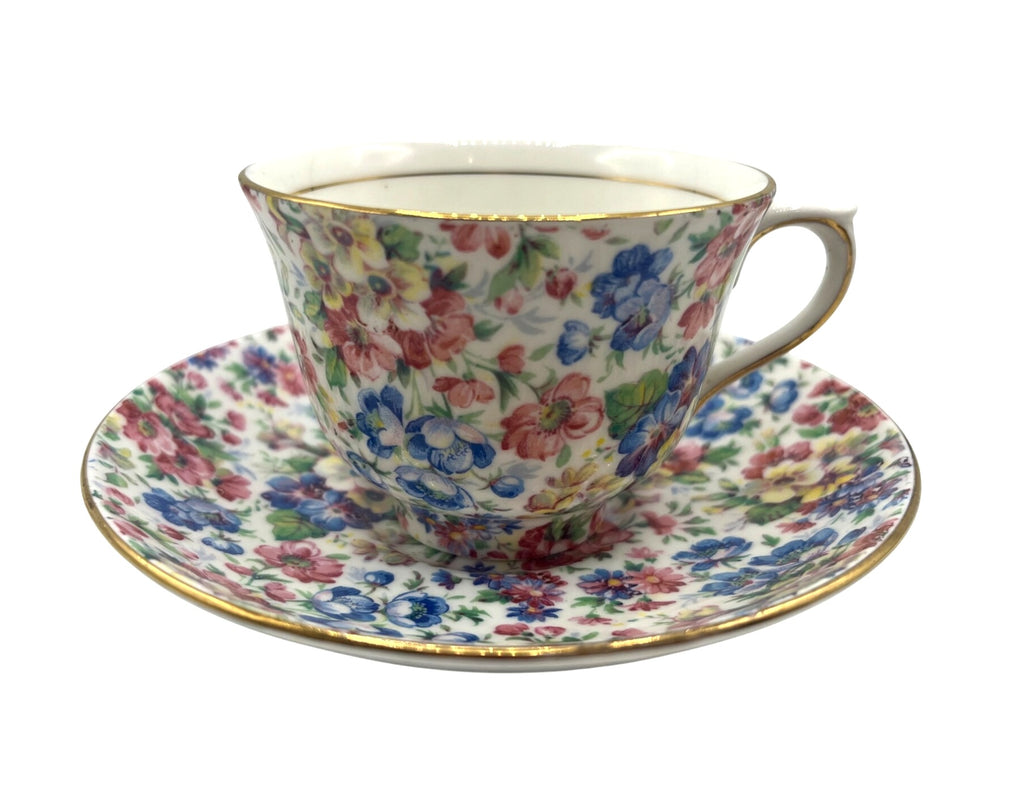 Chintz Floral Bone China Cup & Saucer Set By Colclough Made in England