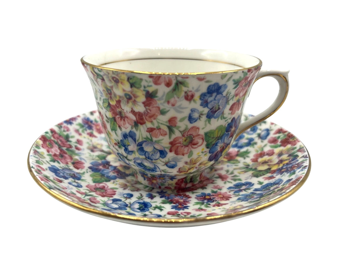 Chintz Floral Bone China Cup & Saucer Set By Colclough Made in England