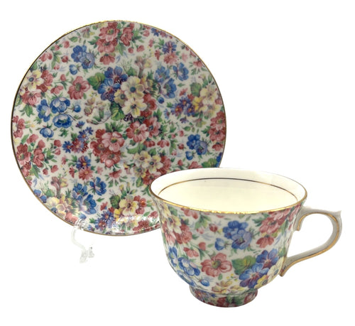 Chintz Floral Bone China Cup & Saucer Set By Colclough Made in England