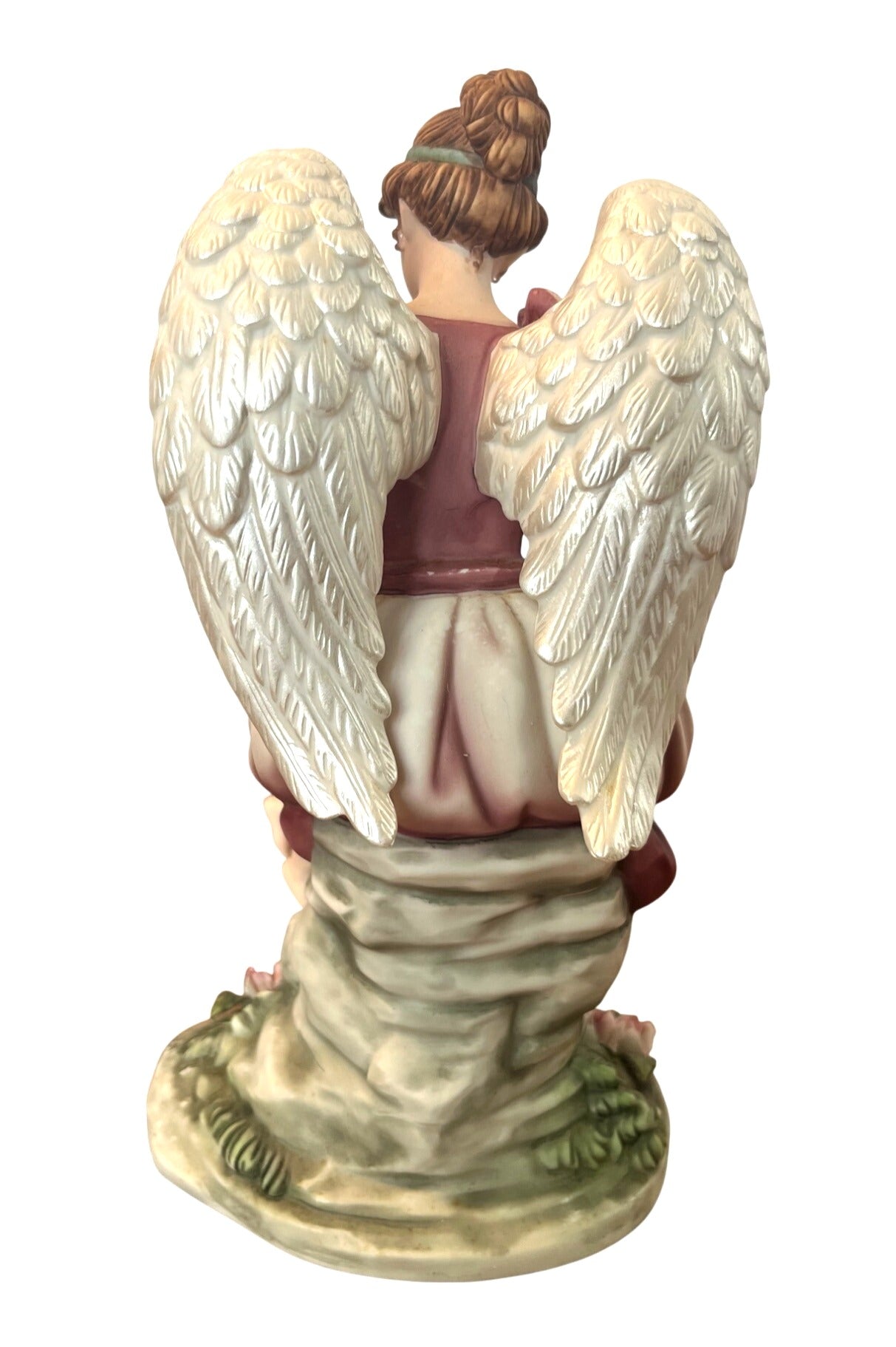 Grandeur Noel Hand-Painted Porcelain Angel Figurine Set With Cherub Accents Elegant Details Vintage 2002