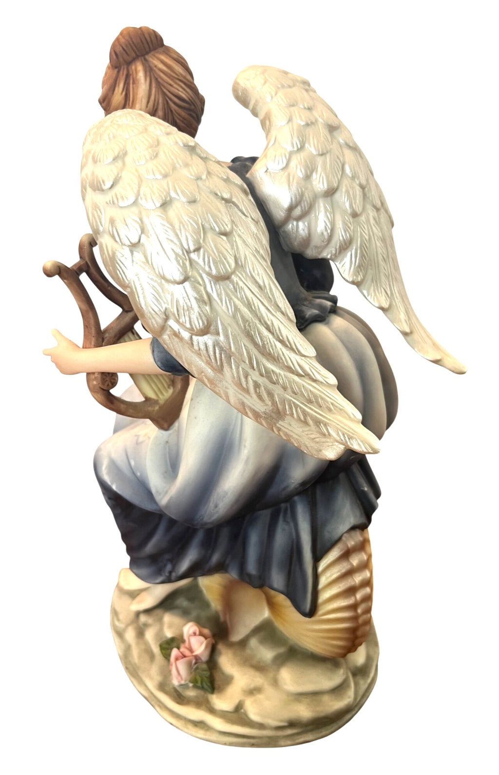 Grandeur Noel Hand-Painted Porcelain Angel Figurine Set With Cherub Accents Elegant Details Vintage 2002