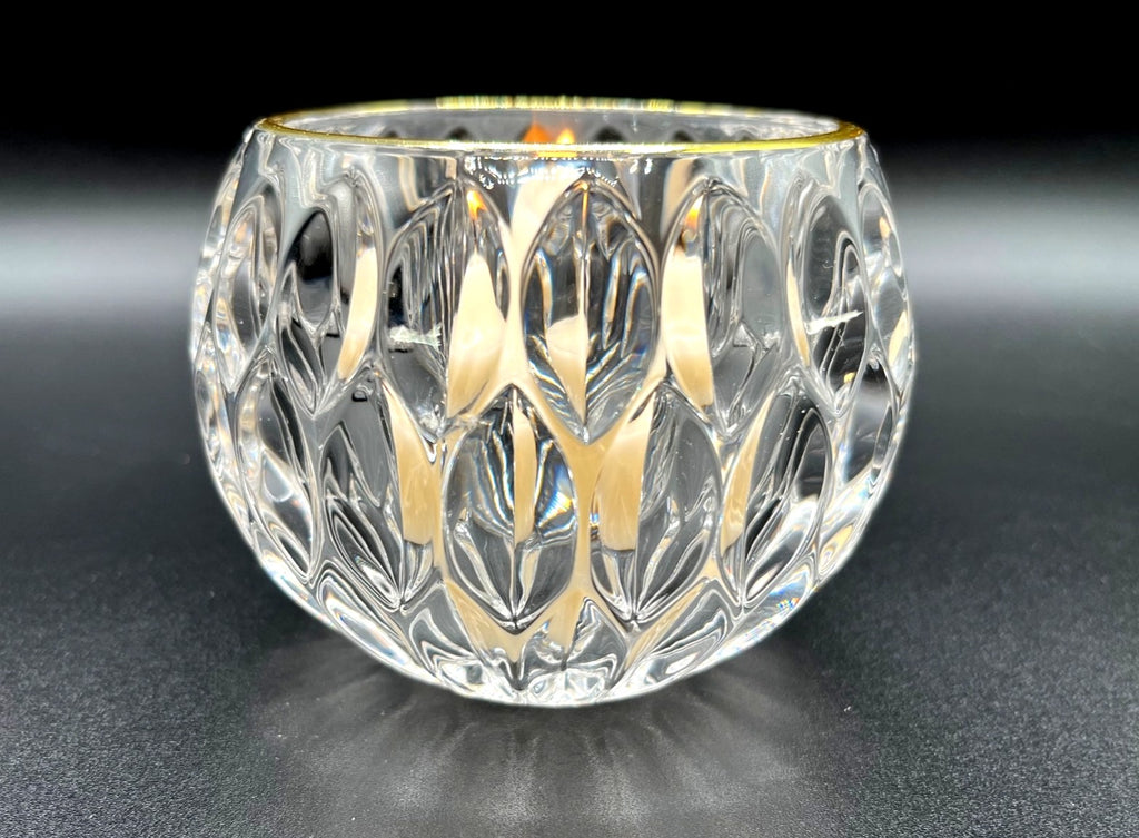 Crystal Clear Glass Votive/Tealight Candle Holder With Gold Rim – Elegant Teardrop Design 3 x 4"