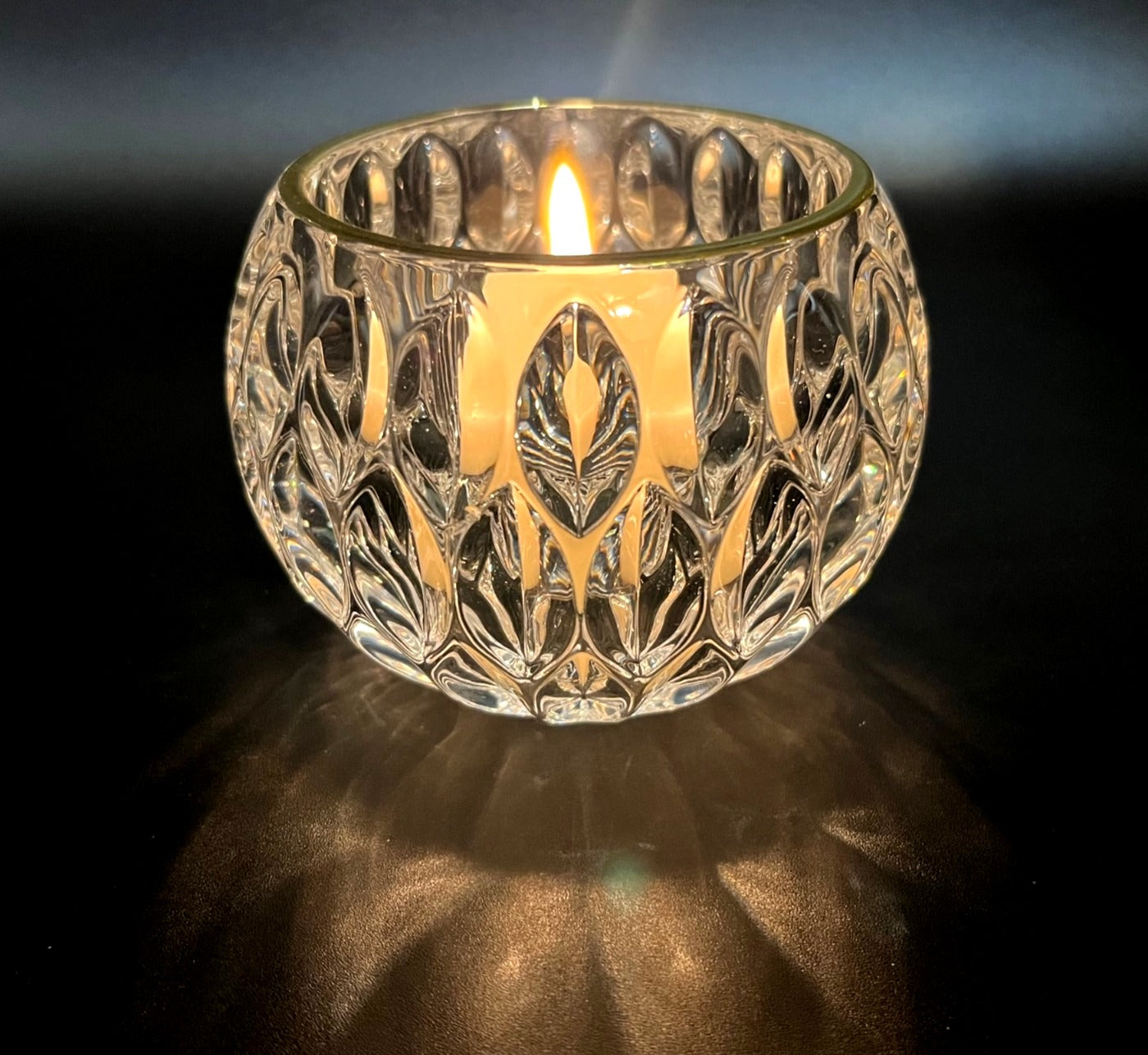 Crystal Clear Glass Votive/Tealight Candle Holder With Gold Rim – Elegant Teardrop Design 3 x 4"