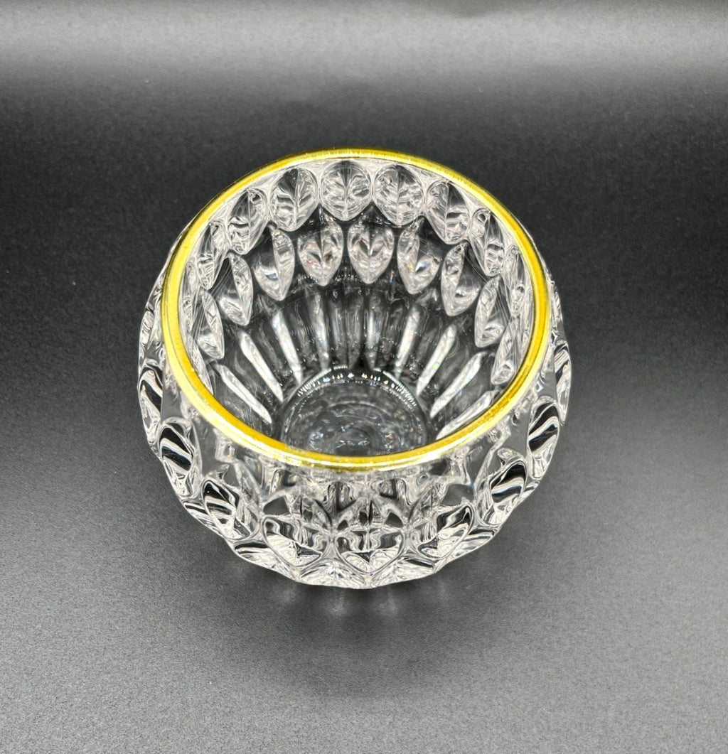 Crystal Clear Glass Votive/Tealight Candle Holder With Gold Rim – Elegant Teardrop Design 3 x 4"