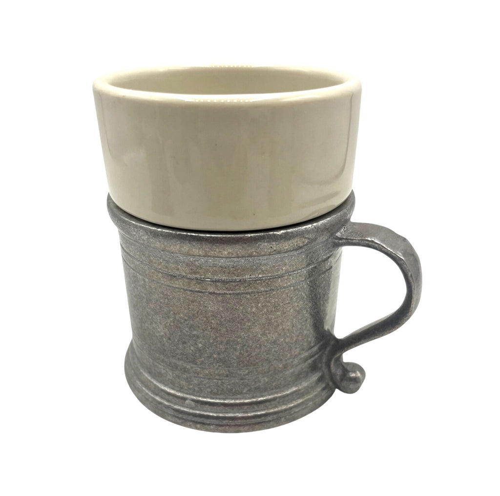 Armetale  Plough Tavern Pewter Mugs With Removable Ceramic Inserts Set Of 4 Vintage 4" Tall