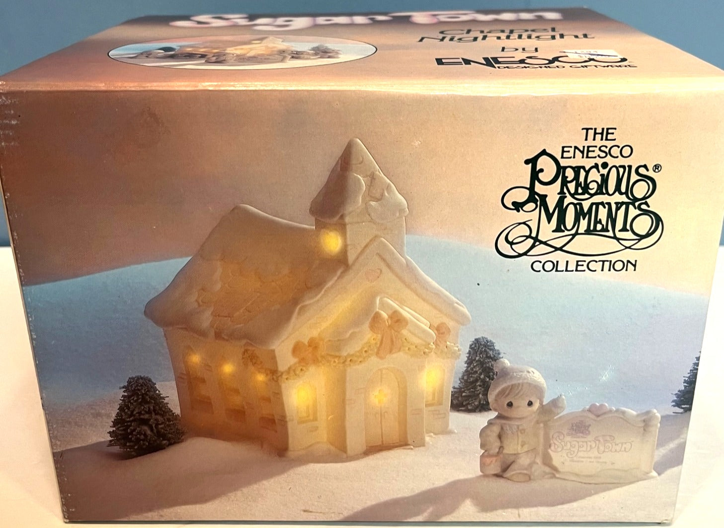 Precious Moments Sugar Town Chapel Nightlight Holiday Decor Includes 4 Individual Figurines