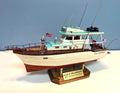 Model Boat Custom Made Wooden Sports Fisherman Cabin Cruiser Ship Model 17" long w Stand