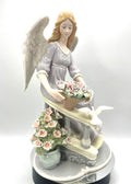 Member's Mark Hand-Painted Porcelain Angel Figurine With Flowers & Dove Decorative Collectible 12" tall