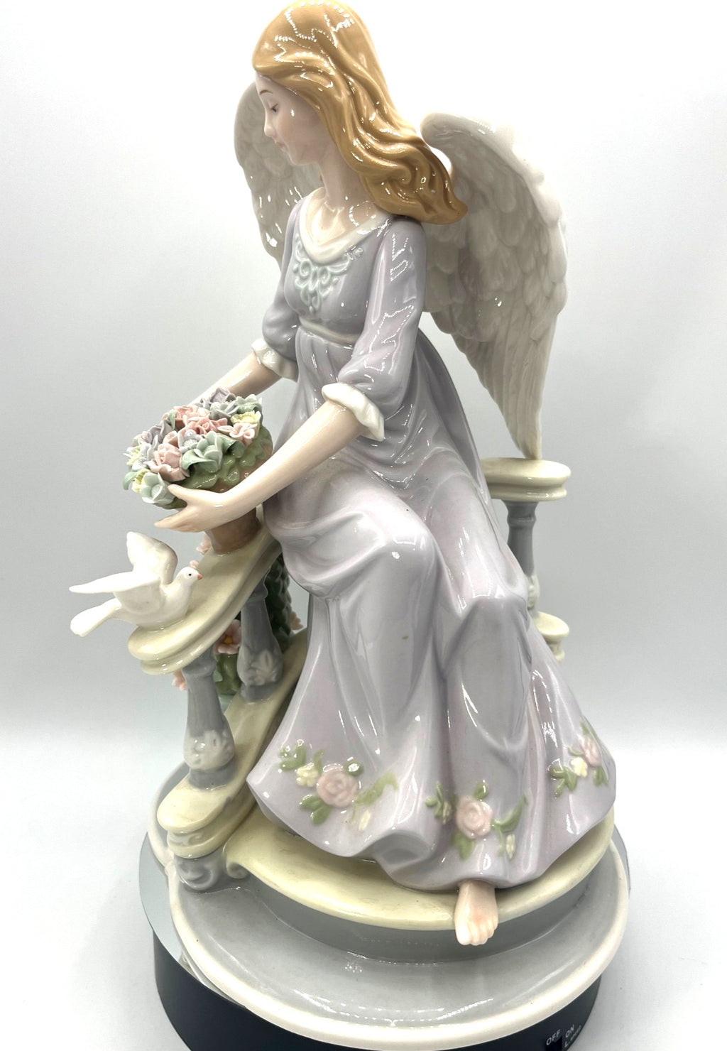 Member's Mark Hand-Painted Porcelain Angel Figurine With Flowers & Dove Decorative Collectible 12" tall