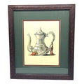 Framed "Silver Teapot With Strawberry" Art Print Signed By Sandy Lynam Clough 14" x 16"
