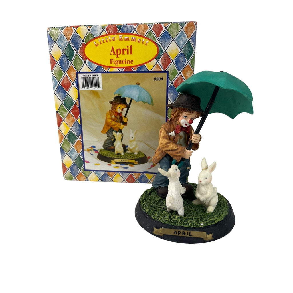 Little Emmett April Figurine With Bunnies And Umbrella in original box.