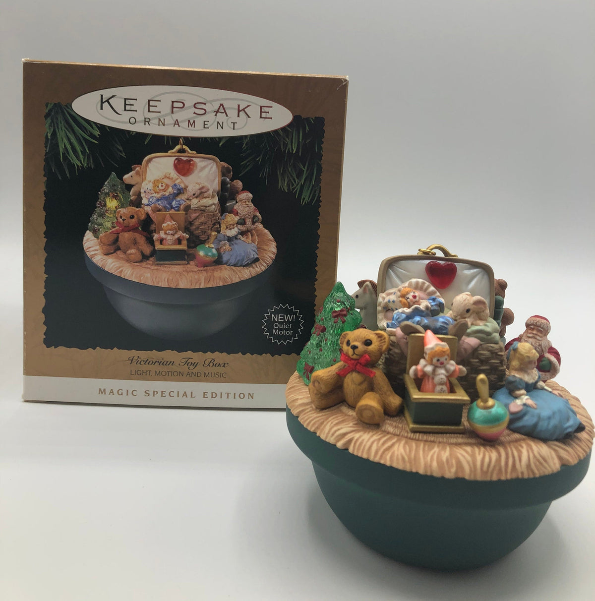 Vintage Hallmark Victorian Toy Box Keepsake Ornament with light, motion and music.  Magic Special Edition. In Original Box.