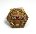 Federal Aviation Administration Hexagonal Gold Pin With Red Gemstone Accent