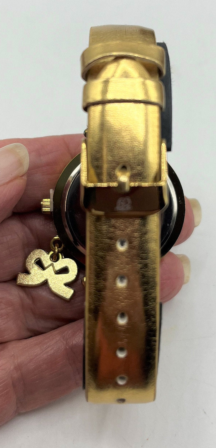 Elizabeth Taylor White Diamonds Wrist Watch Diamond-Look Rhinestones and Gold Lame Wrist Band
