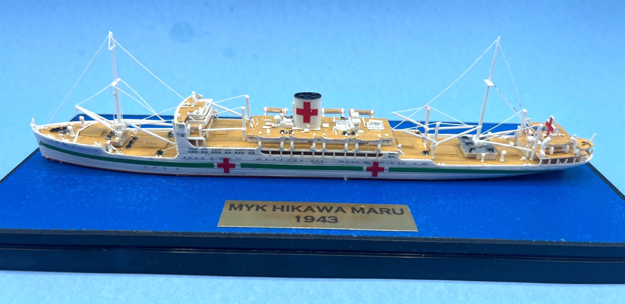 Model Ocean Liner Hospital Ship 1:700 Scale Hikawa Maru In Acrylic Display Case