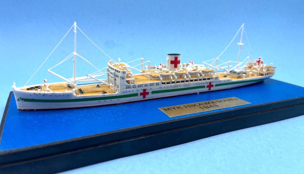 Model Ocean Liner Hospital Ship 1:700 Scale Hikawa Maru In Acrylic Display Case