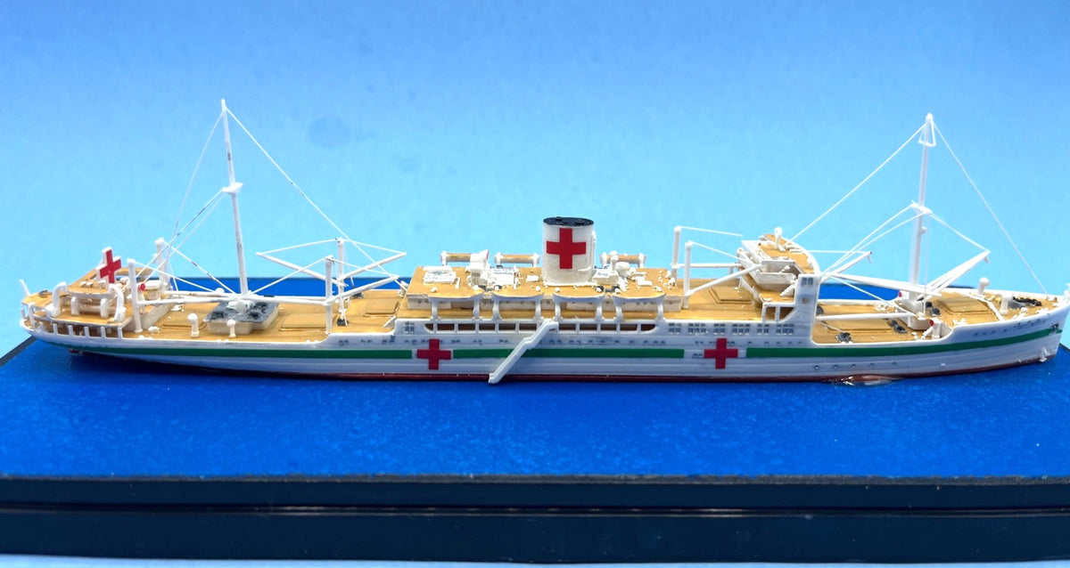 Model Ocean Liner Hospital Ship 1:700 Scale Hikawa Maru In Acrylic Display Case