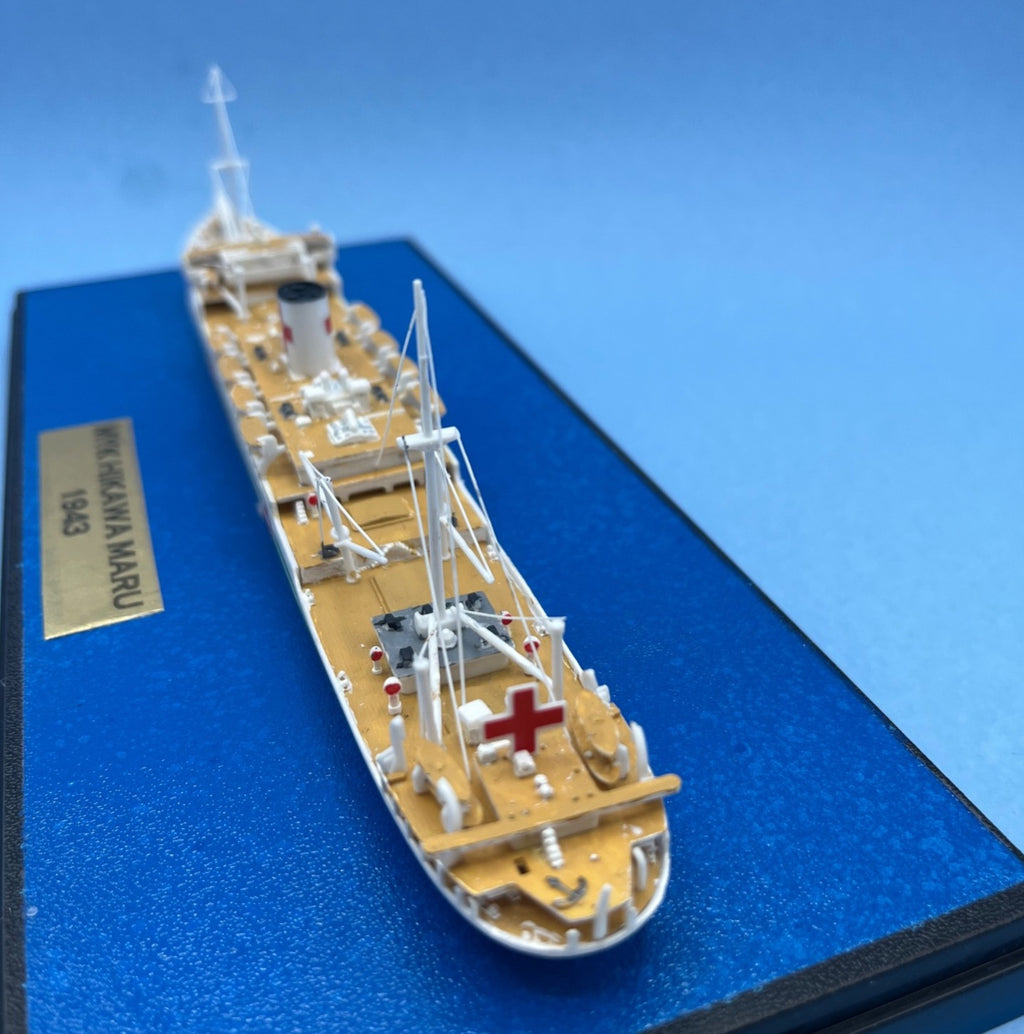 Model Ocean Liner Hospital Ship 1:700 Scale Hikawa Maru In Acrylic Display Case