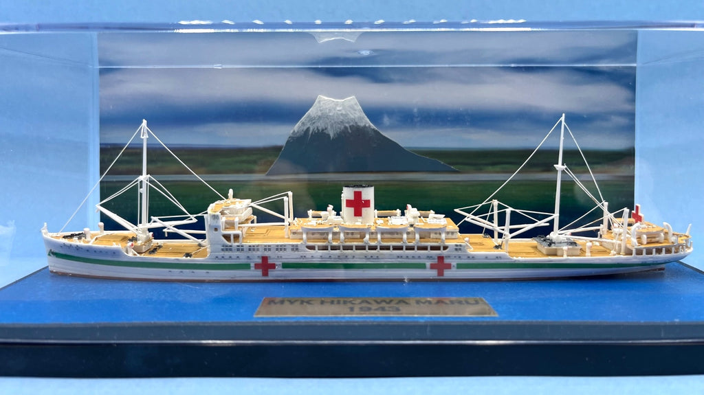 Model Ocean Liner Hospital Ship 1:700 Scale Hikawa Maru In Acrylic Display Case