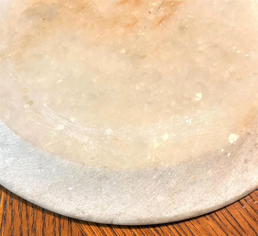 White Marble Plate with Handcrafted Enameled  Embossed Peacocks and Gold Details and Rhinestone Accents. Beautiful rare art piece 9"