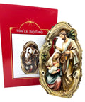 Holy Family 3D Figurine Wood Cut Hand-Painted Christmas Decoration In Rustic Frame