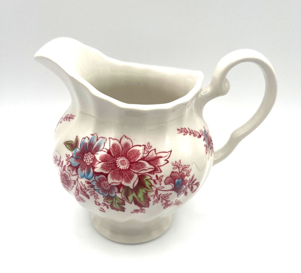 Vintage Johnson Brothers  Floral Creamer & Sugar Bowl with Lid Set Made In England