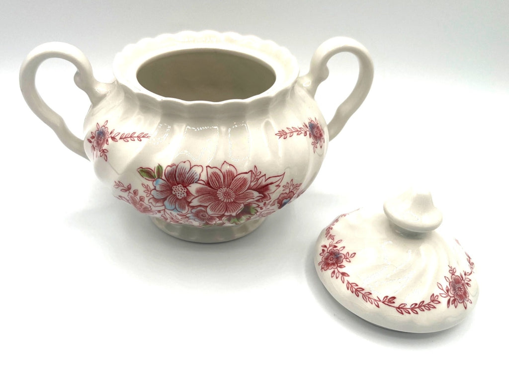 Vintage Johnson Brothers  Floral Creamer & Sugar Bowl with Lid Set Made In England