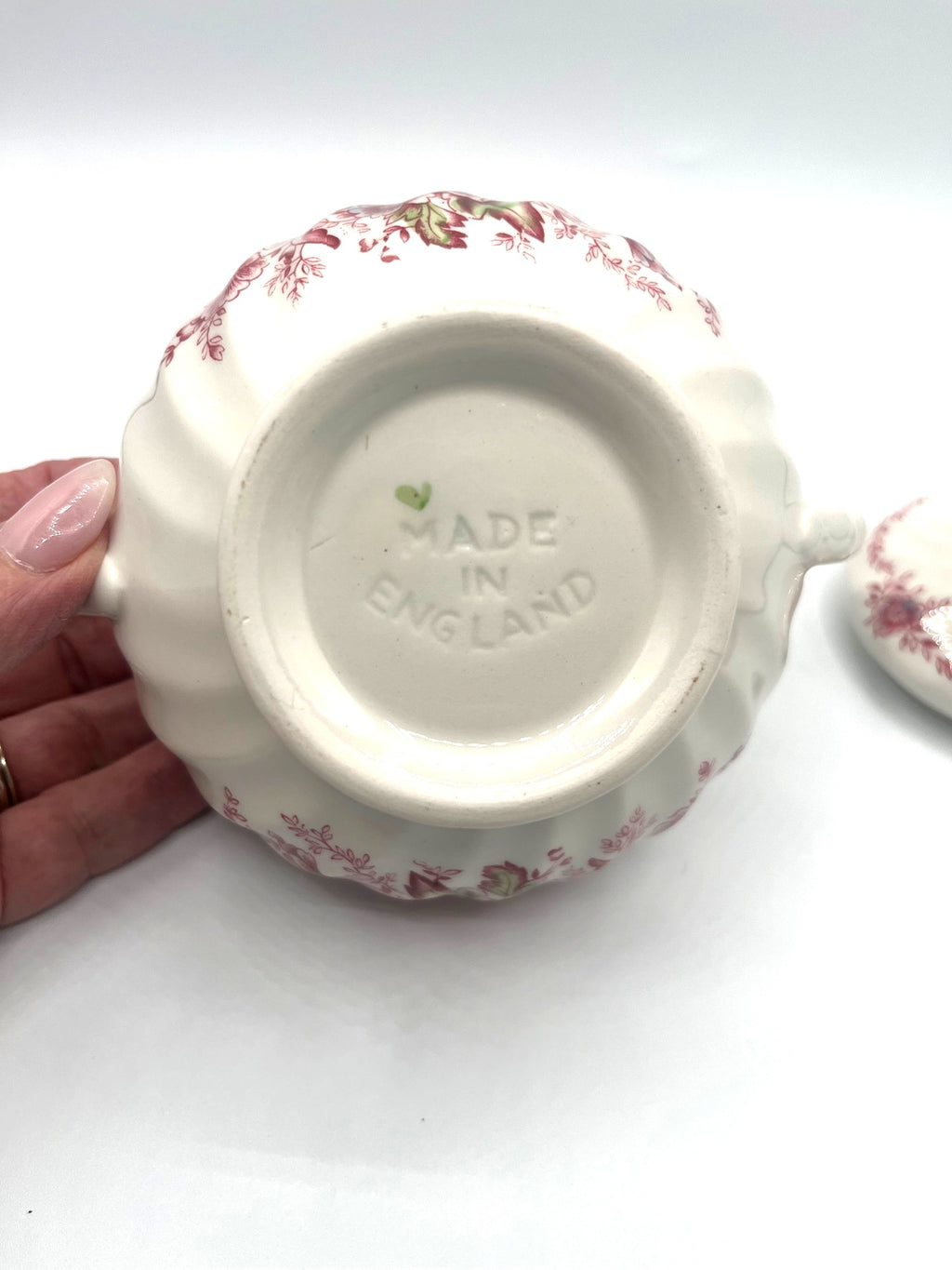 Vintage Johnson Brothers  Floral Creamer & Sugar Bowl with Lid Set Made In England