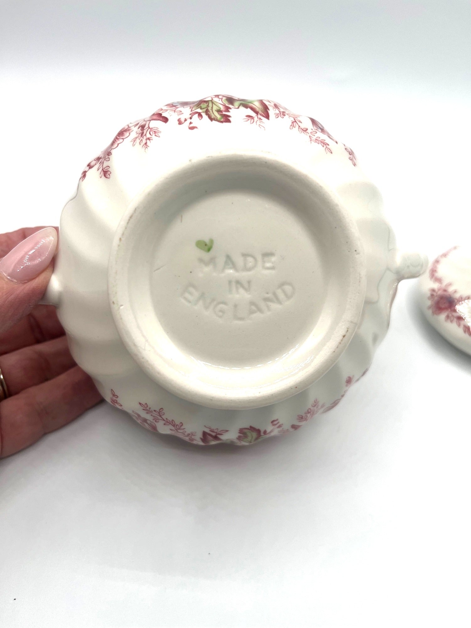 Vintage Johnson Brothers  Floral Creamer & Sugar Bowl with Lid Set Made In England