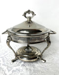 Vintage Baroque Silver-Plated Buffet Server With Glass Dish & Ornate Lid and Base