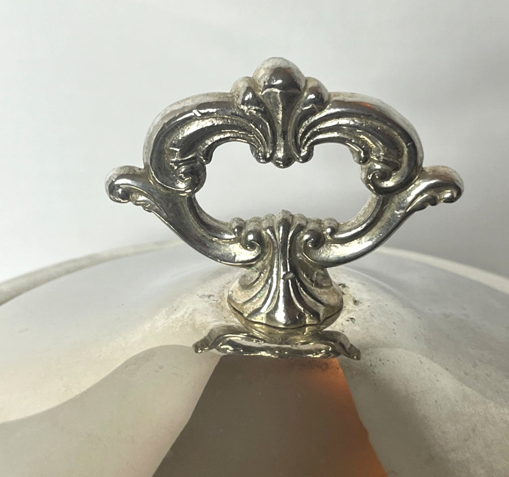 Vintage Baroque Silver-Plated Buffet Server With Glass Dish & Ornate Lid and Base