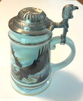 America The Beautiful Spacious Skies Tankard w Hinged Pewter Lid & Eagle Design By Longton Crown with Certificate