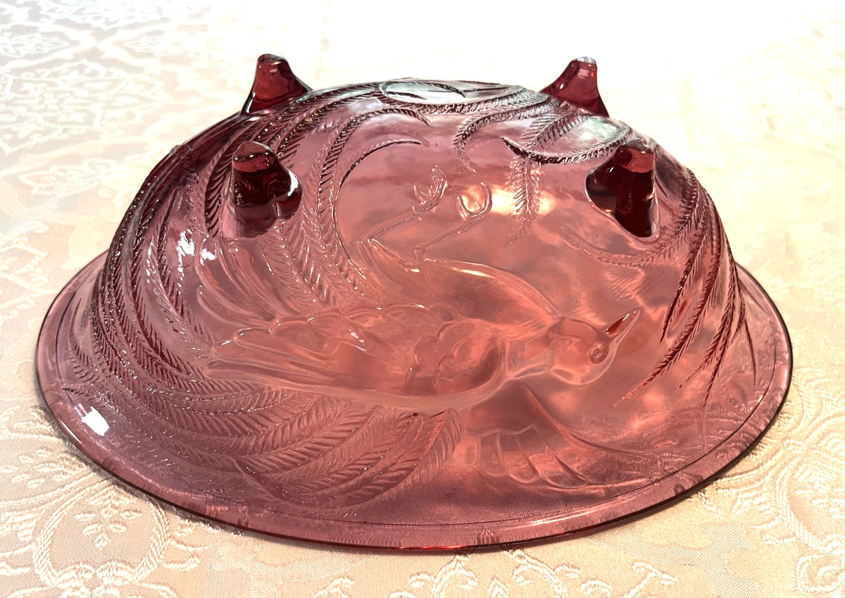 Vintage Indiana Glass Tiara Exclusives Empress Bird of Paradise Footed Amethyst Color Oval Bowl 13"