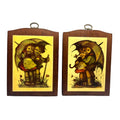 Vintage Hummel Art Plaques Set Of 2 Children With Umbrella Art Print on Wood