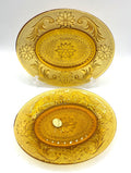 Vintage Tiara Exclusive Amber Glass Oval Serving Plates Pair 8.25" x 7" in Original Box