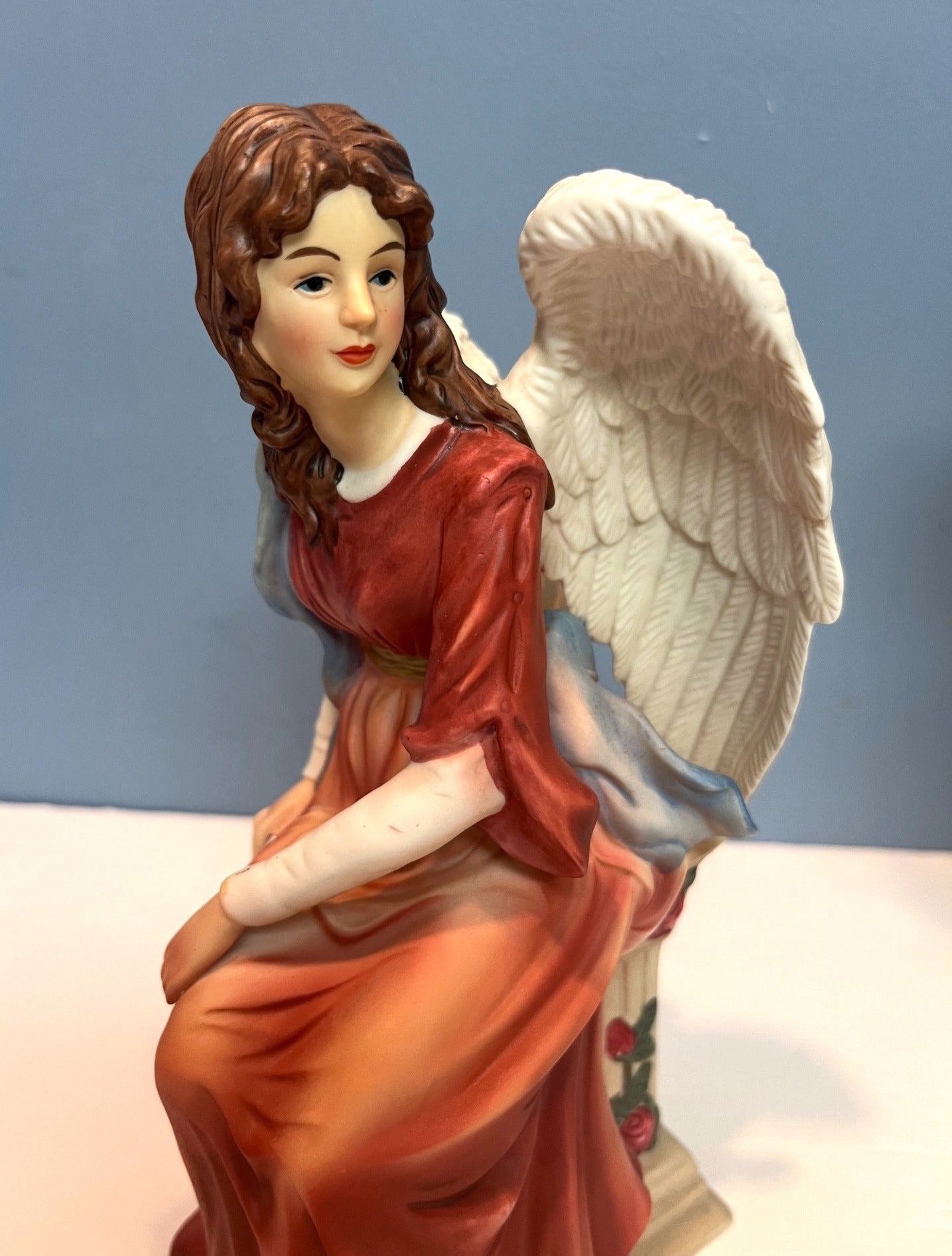 Grandeur Noel Nativity Porcelain Angels Figurines Set Of 2.  9 & 12 inches tall