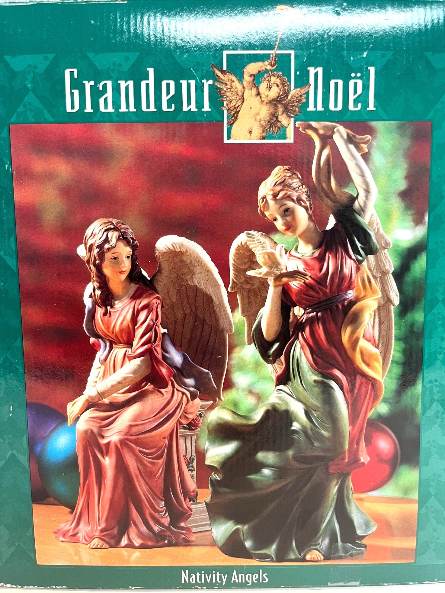 Grandeur Noel Nativity Porcelain Angels Figurines Set Of 2.  9 & 12 inches tall