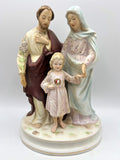Rare Antique Lefton China Statue Figurine of Saint Joseph, Blessed Virgin Mary, Child Jesus' Sacred Heart.  Holy Family. 7" x 9.5" tall