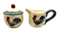 Vintage Hand-Painted Rooster Sugar Bowl & Creamer Set Rooster Cafe By Noble Excellence