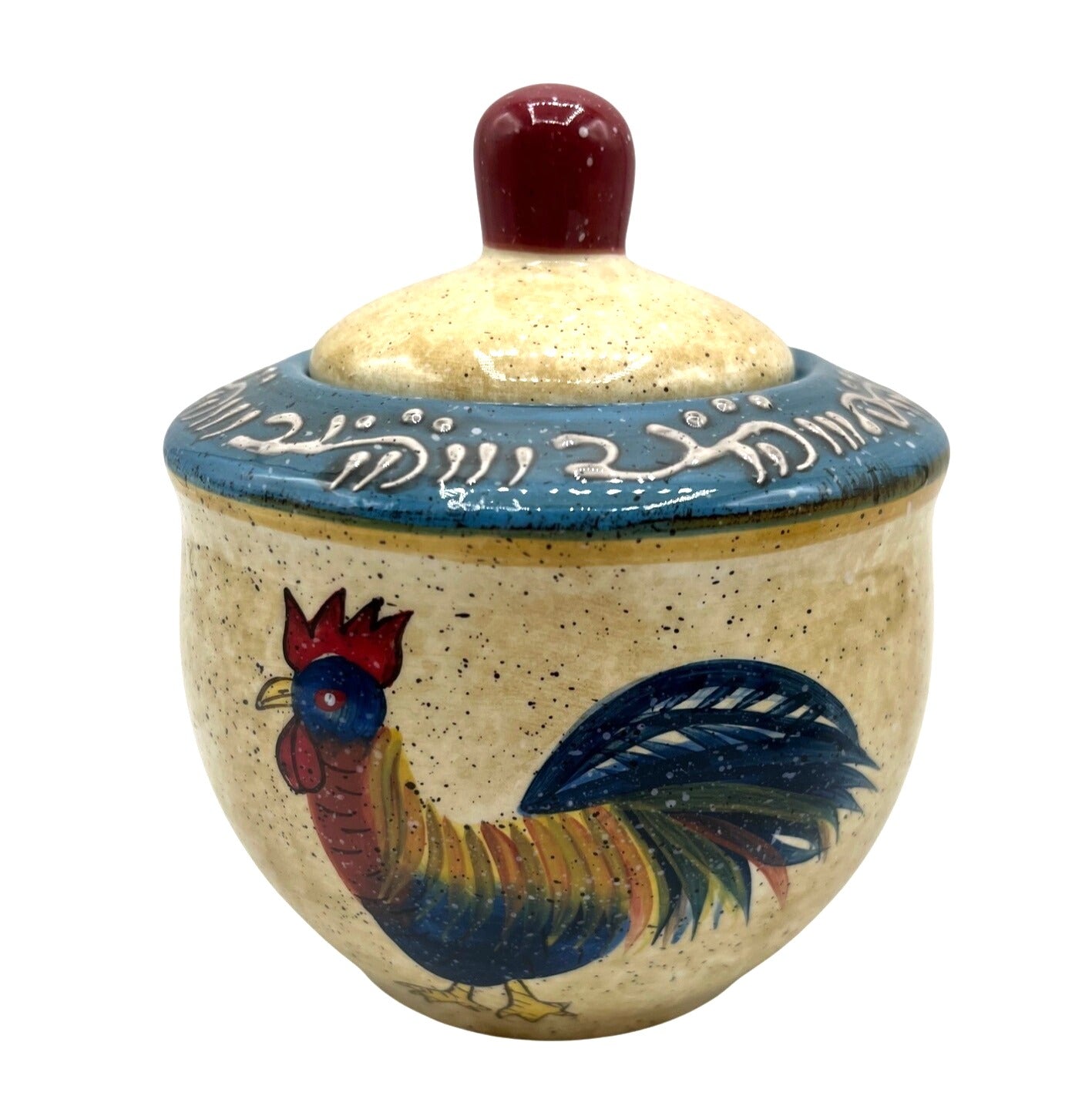 Vintage Hand-Painted Rooster Sugar Bowl & Creamer Set Rooster Cafe By Noble Excellence
