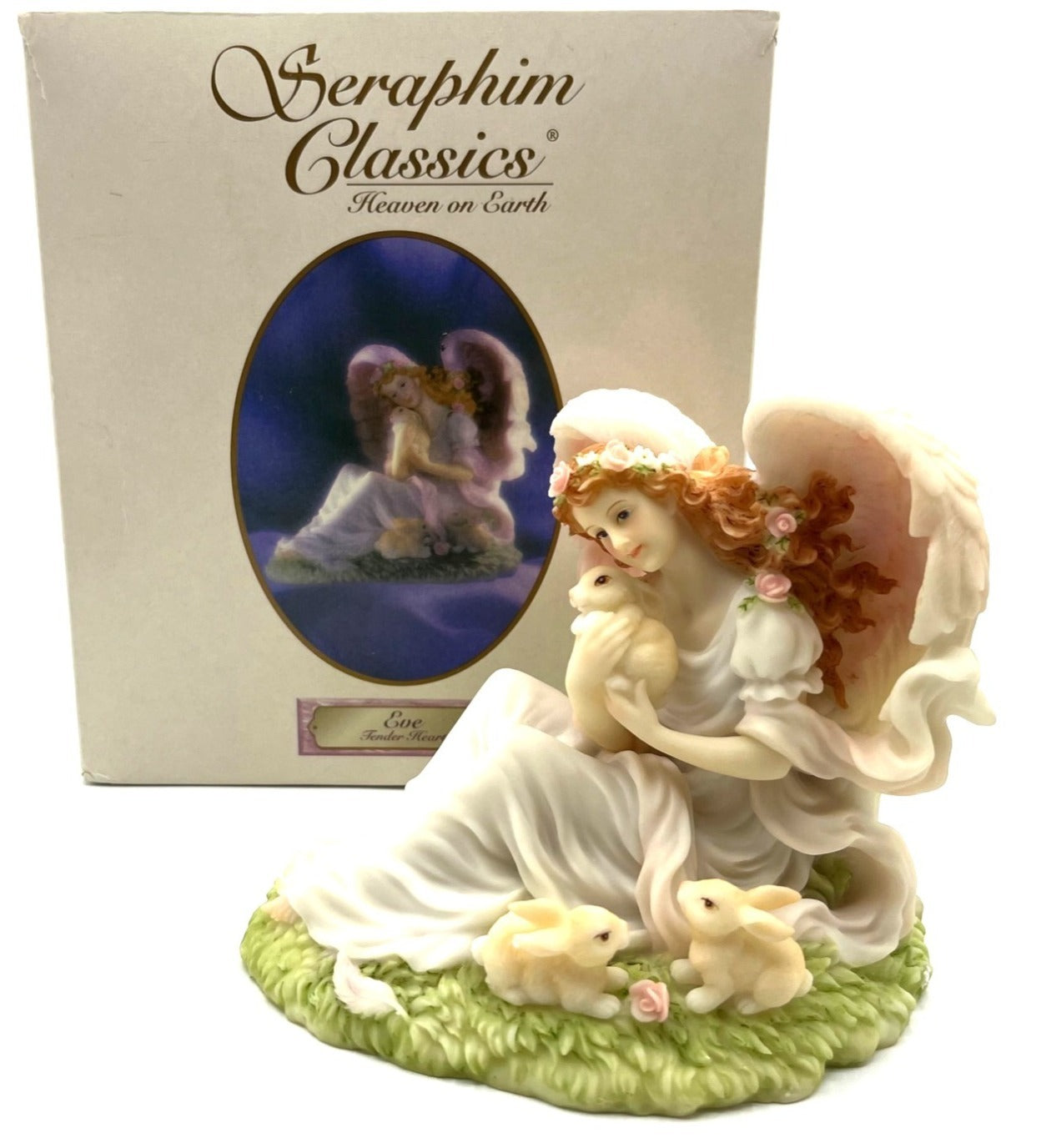 Seraphim Classics Angel Figurine Eve "Tender Heart" 1999 Club Membership By Roman Inc. Collectible Angel 6" w x 4 " high