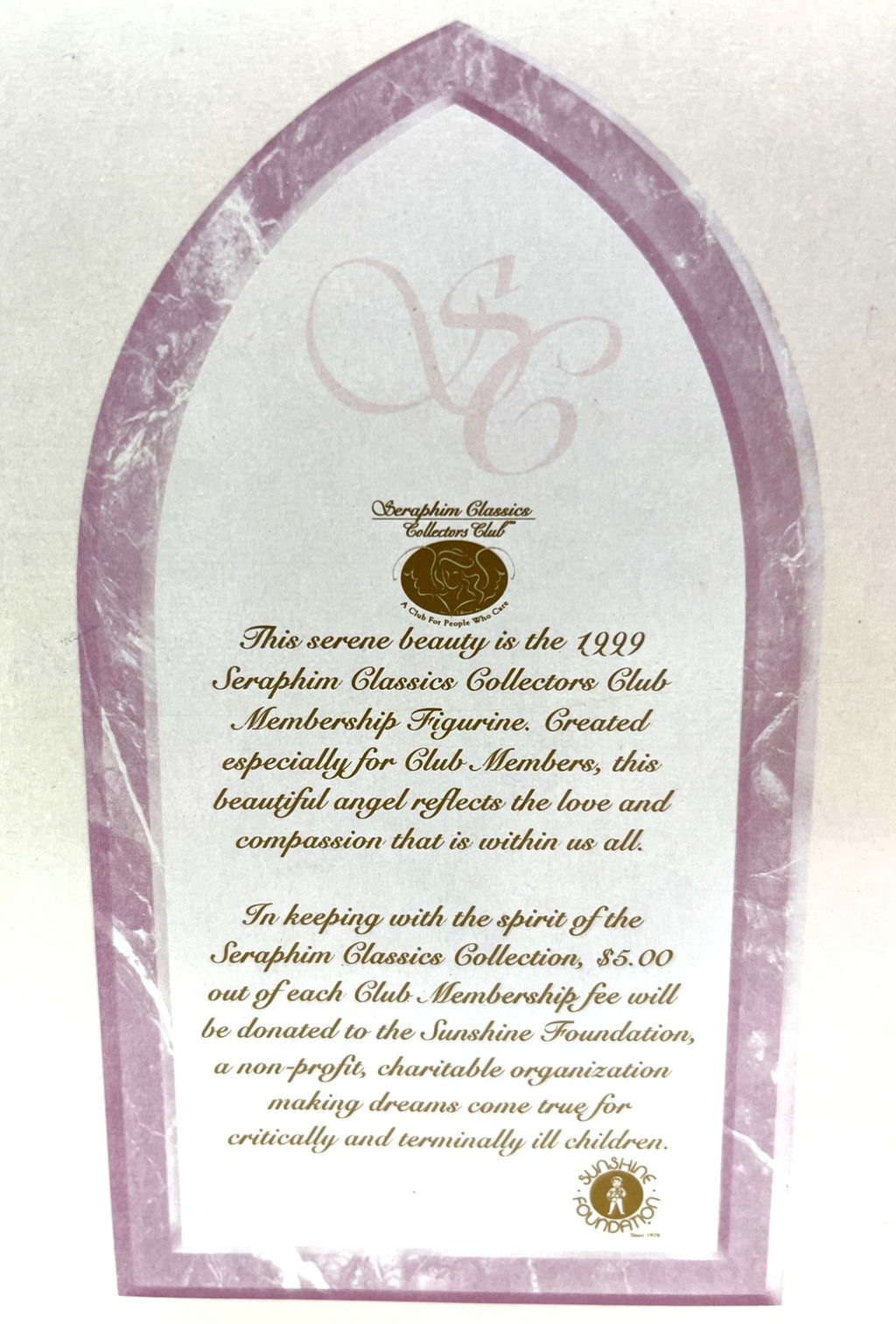 Seraphim Classics Angel Figurine Eve "Tender Heart" 1999 Club Membership By Roman Inc. Collectible Angel 6" w x 4 " high