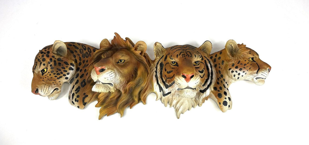 Safari Cats Dimensional Wall Art, Leopard, Lion, Tiger, Cheetah by Majestic Pride. Large Wall Art Touch of Class 26"W x 6"D x 9"H